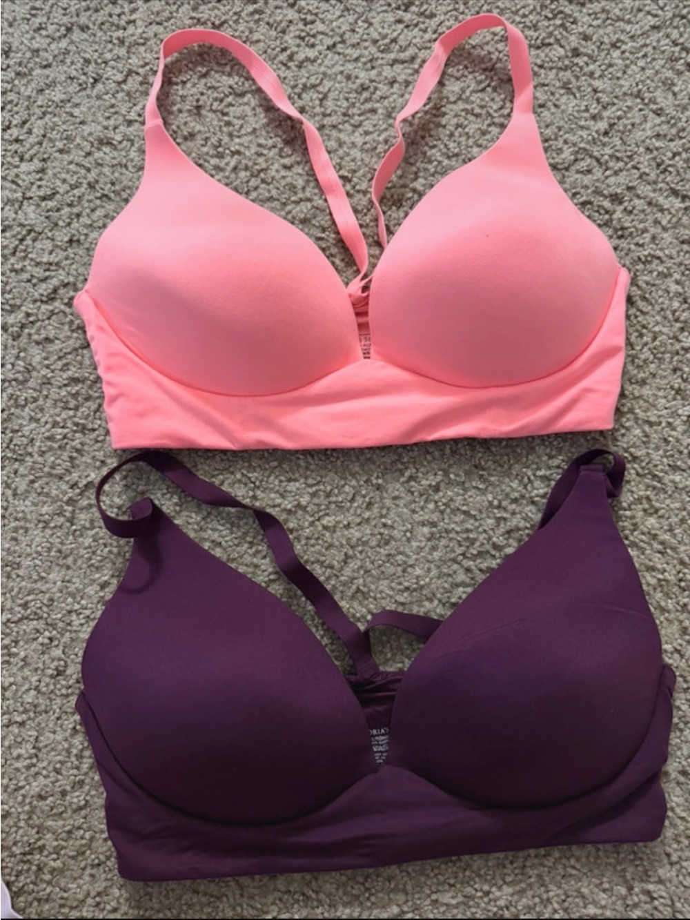 Victoria's Secret Pink and Purple Padded Bralettes Bundle of 2